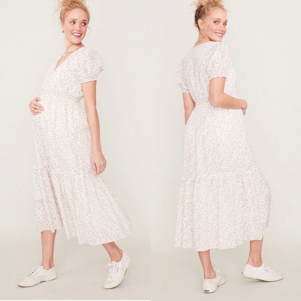 NEW. HATCH Maternity Emmeline Dress in Ivory Ditzy Size 3 (US size 10-12)